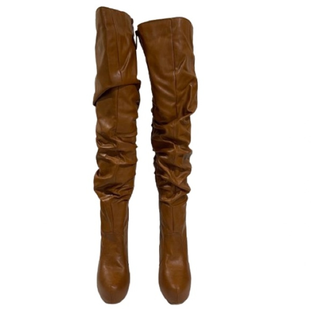 Women’s Natural Breeze Slouch Brown Faux Leather Over Knee Heel Boots Size 7 US - Picture 7 of 9